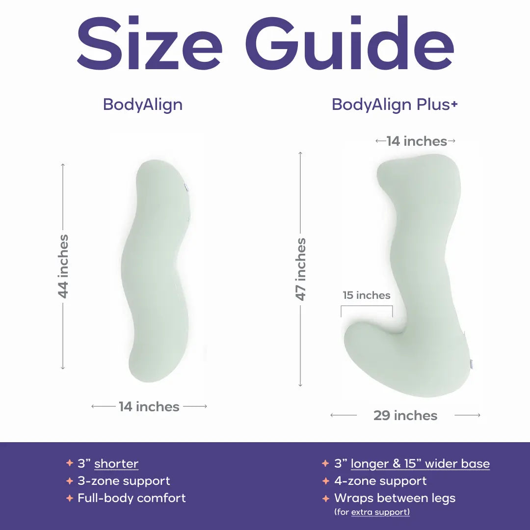 Mellow Sleep | Bodyalign Plus+ Pillow - Full Body Ergonomic Support Pillow for Back, Belly, Hips & Legs, Cooling Side Sleeper Pillow for Pregnancy, Maternity & Body Pain Relief