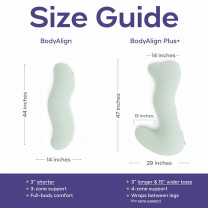 Mellow Sleep | Bodyalign Plus+ Pillow - Full Body Ergonomic Support Pillow for Back, Belly, Hips & Legs, Cooling Side Sleeper Pillow for Pregnancy, Maternity & Body Pain Relief