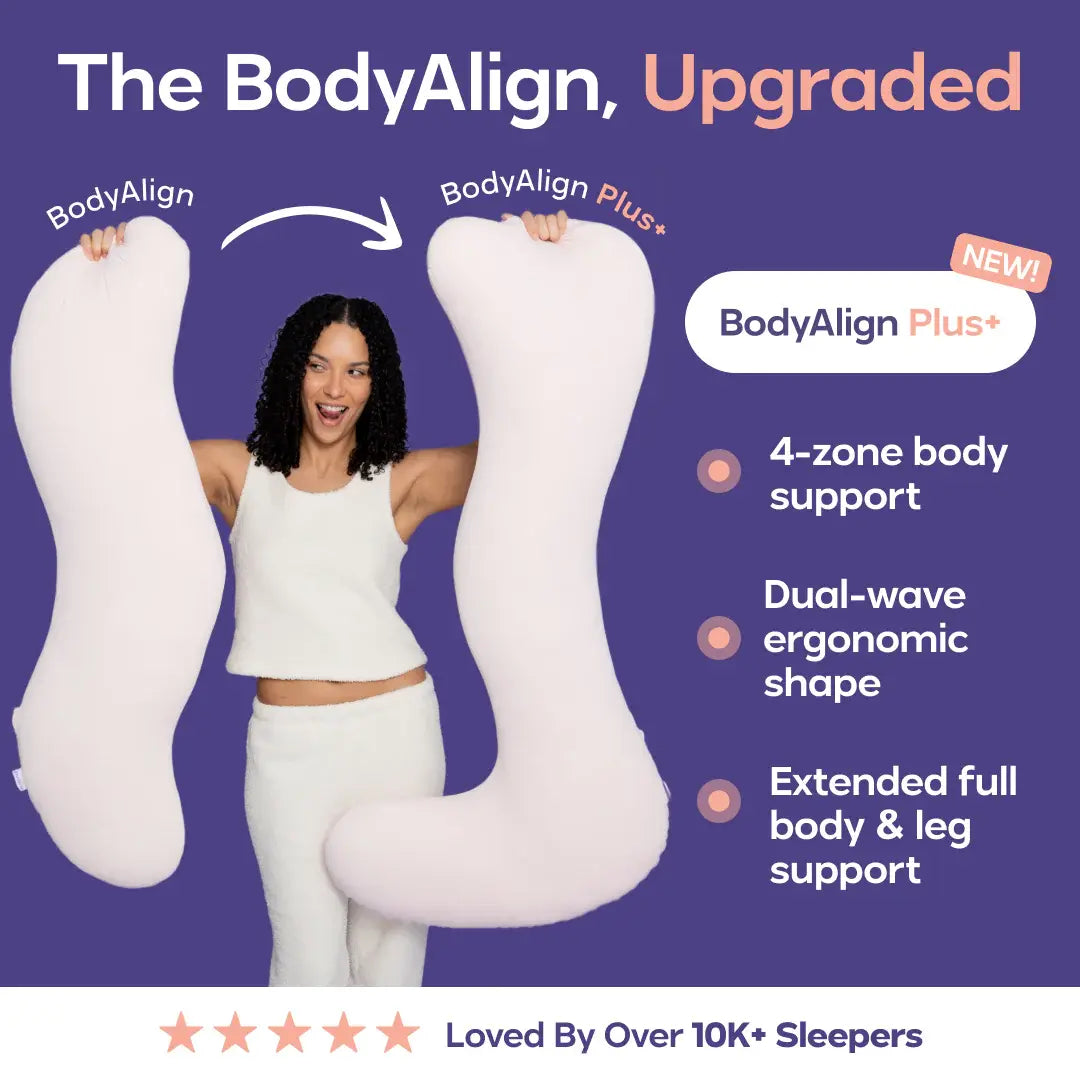 Mellow Sleep | Bodyalign Plus+ Pillow - Full Body Ergonomic Support Pillow for Back, Belly, Hips & Legs, Cooling Side Sleeper Pillow for Pregnancy, Maternity & Body Pain Relief