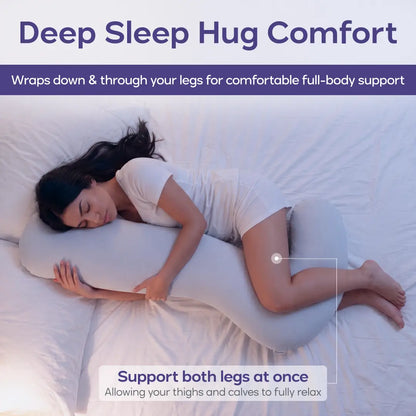 Mellow Sleep | Bodyalign Plus+ Pillow - Full Body Ergonomic Support Pillow for Back, Belly, Hips & Legs, Cooling Side Sleeper Pillow for Pregnancy, Maternity & Body Pain Relief