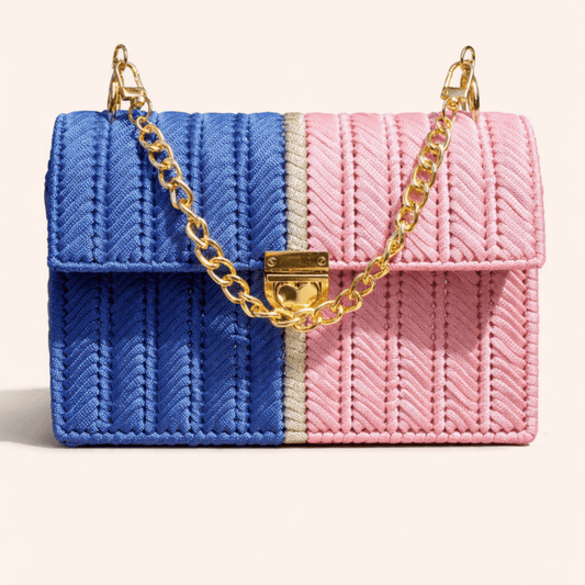 Cobalt & Blush – Cael Collection Handstitched Purse | Limited Edition