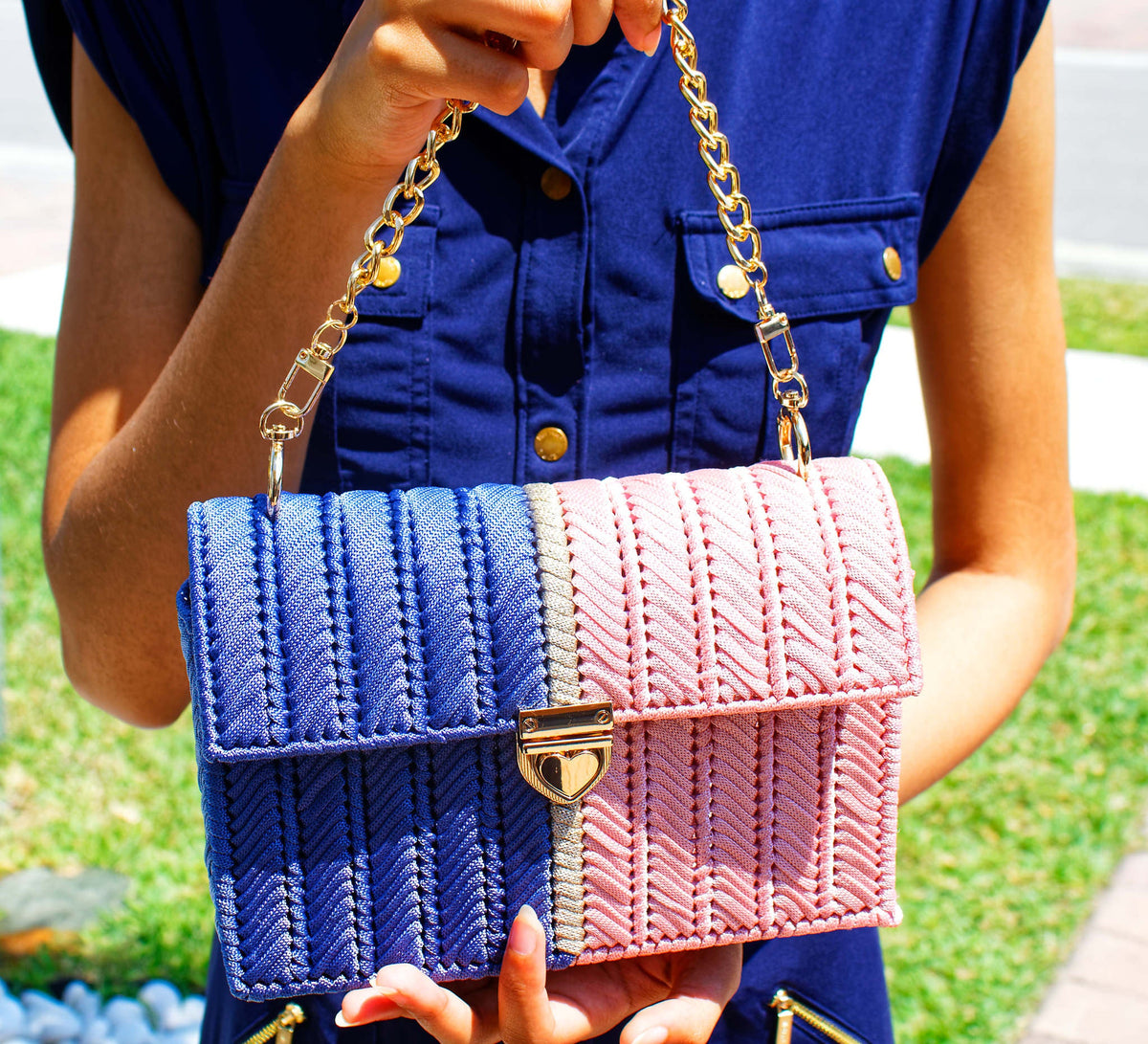Cobalt & Blush – Cael Collection Handstitched Purse | Limited Edition