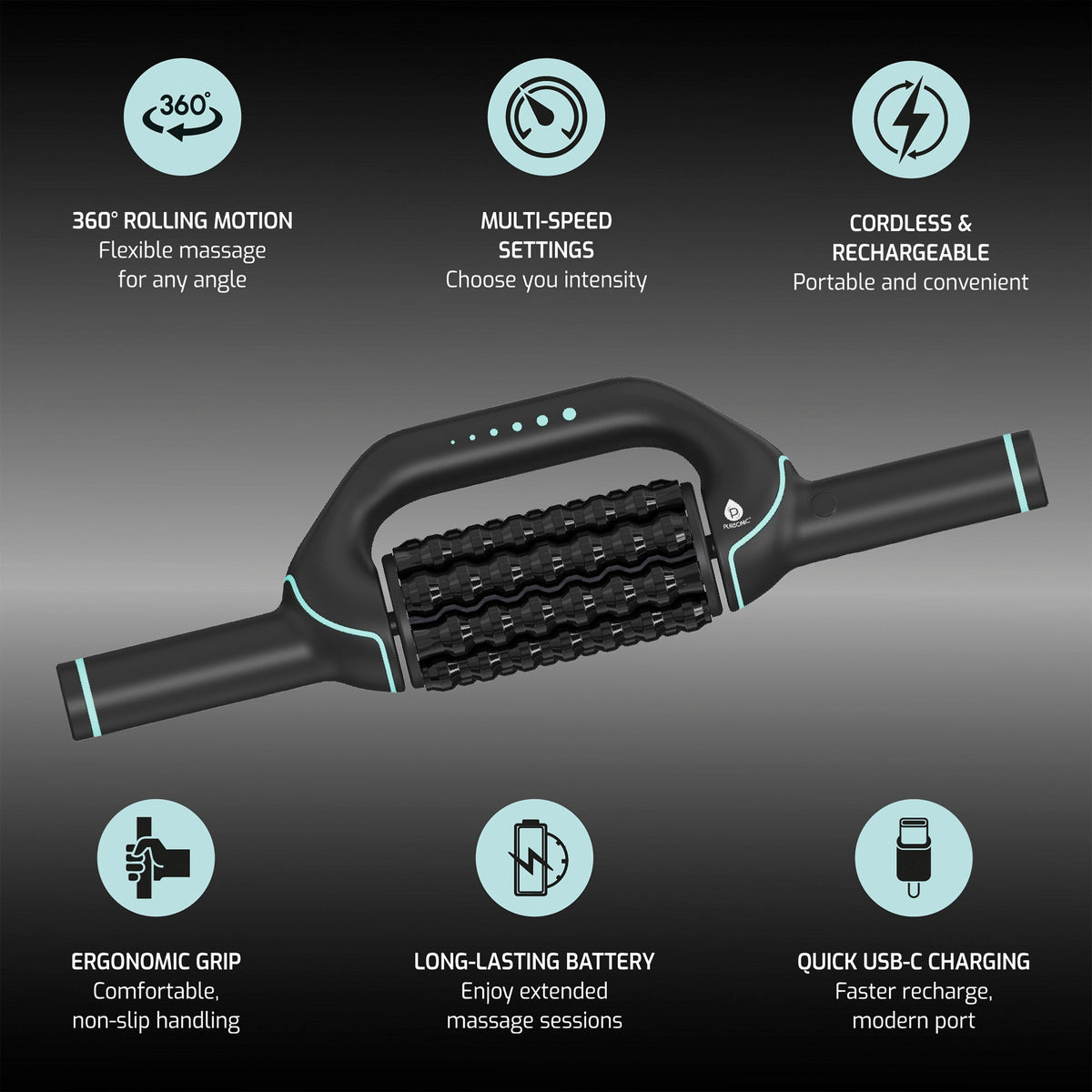 Rechargeable Rolling Massager – Cordless 360° Muscle Relief