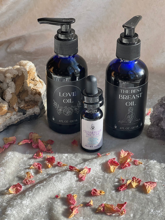 The Goddess Bundle – Organic Self-Care Set | Love Oil, Breast Oil & Cramp Bark