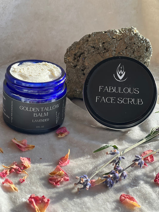 Fabulous Face Bundle – Organic Herbal Scrub & Tallow Balm Set