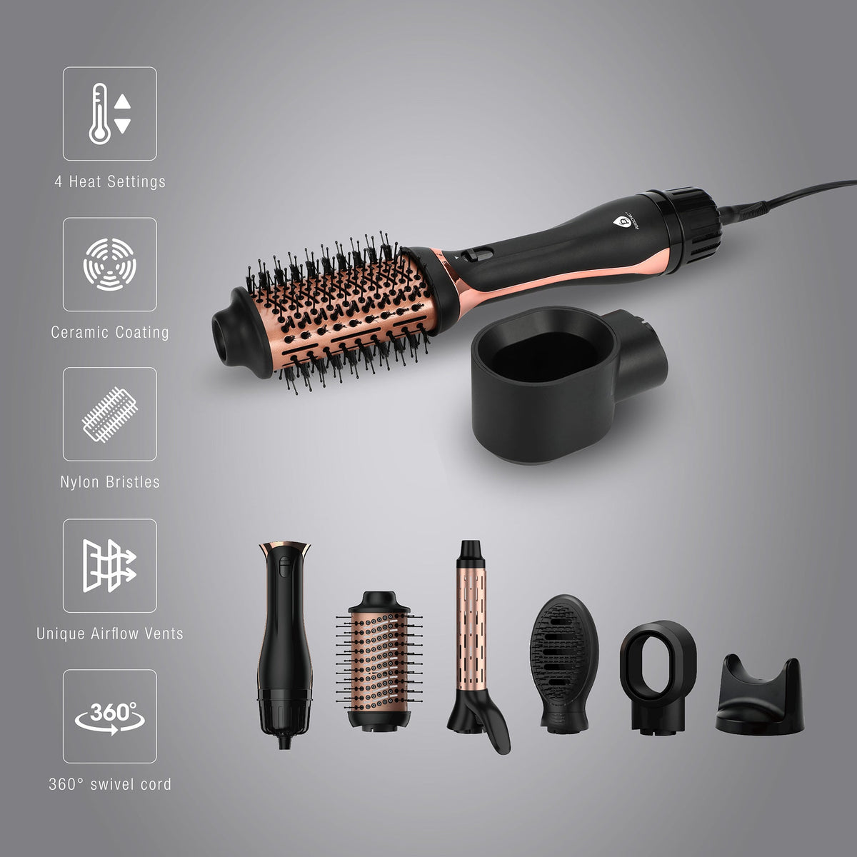 Hair Wellness Duo – Hot Air Blower Brush & LED Scalp Therapy Brush Set