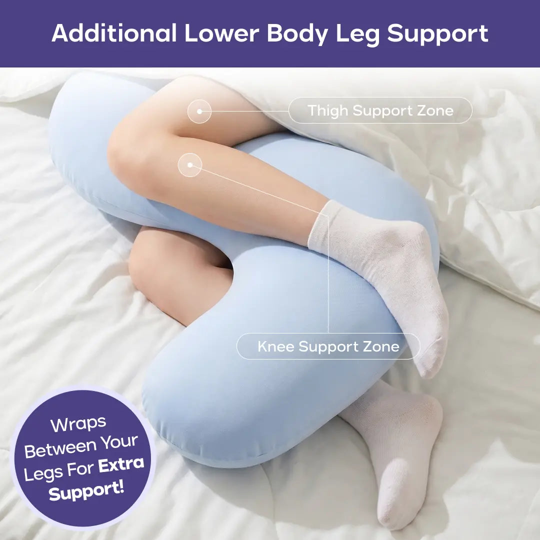 Mellow Sleep | Bodyalign Plus+ Pillow - Full Body Ergonomic Support Pillow for Back, Belly, Hips & Legs, Cooling Side Sleeper Pillow for Pregnancy, Maternity & Body Pain Relief